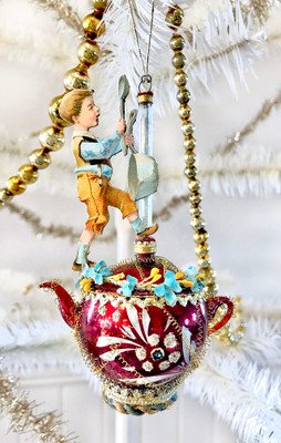 Reserved for Dennis – Boy with Spoon and Pan on Teapot