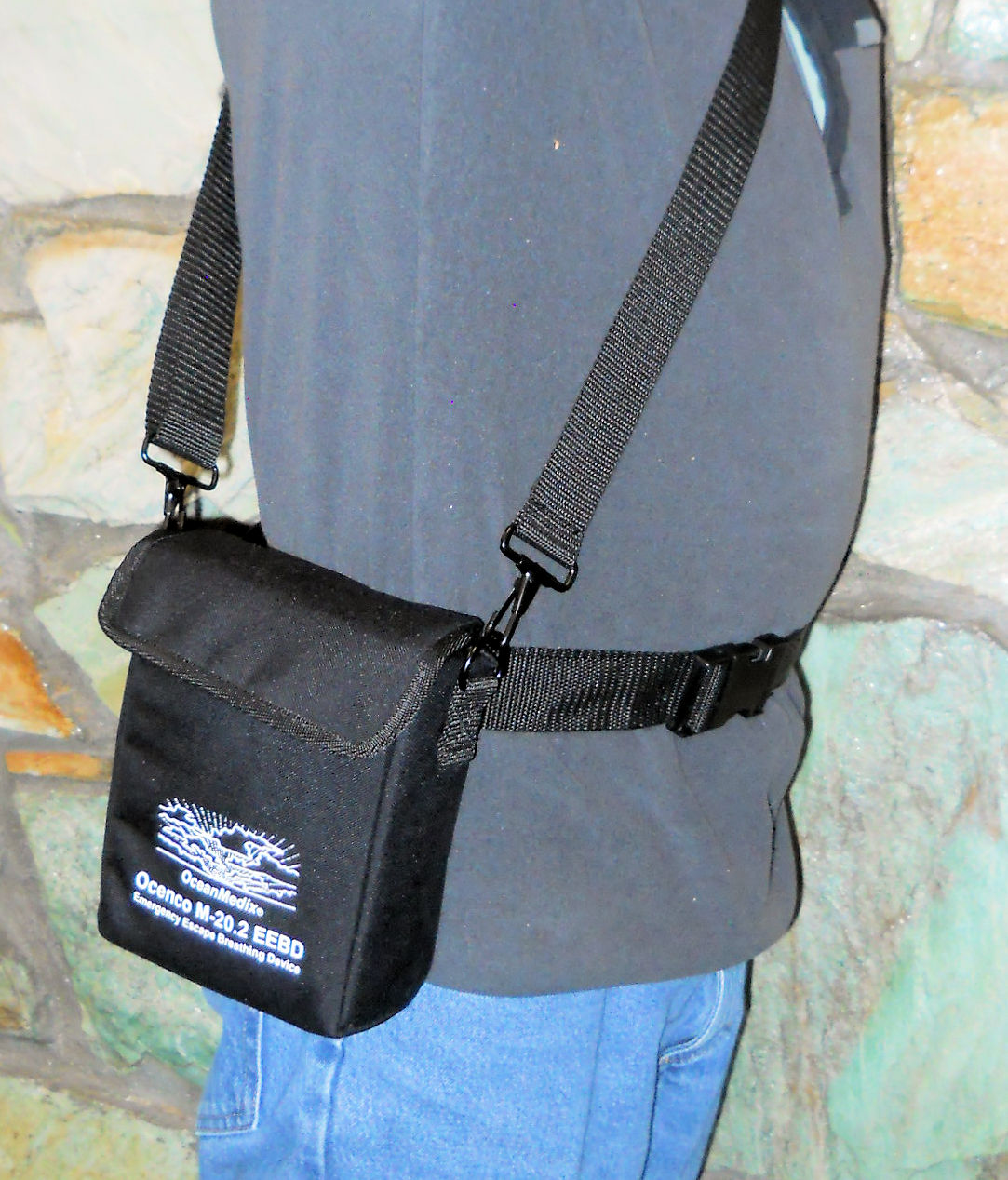 Utility Pouch for Ocenco M-20 Series EEBD - being worn