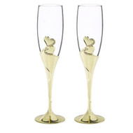 Brass-Plated Sparkling Heart Toasting Flute Set