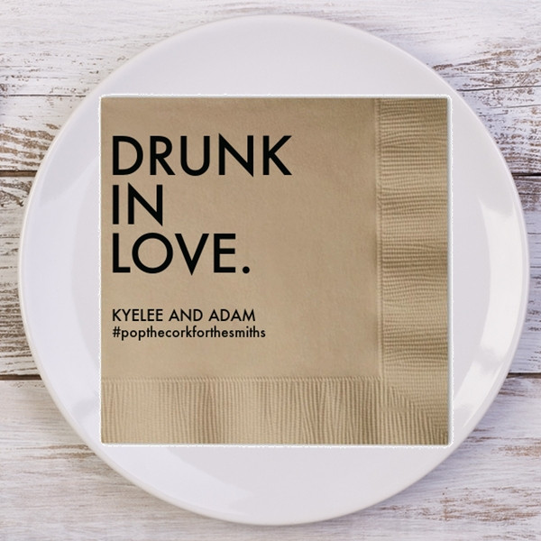 Drunk In Love Personalized Wedding Napkins Wedding