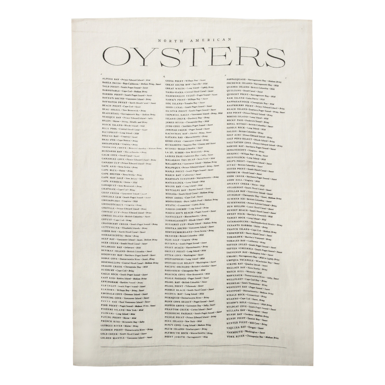 North American Oysters Pure Linen Tea Towel - SIR/MADAM