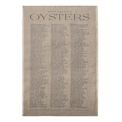 North American Oysters Pure Linen Tea Towel, Natural