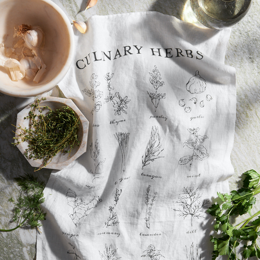 DII Fresh Herbs Kitchen Textiles, Potholder & Dishtowels, Fresh Herbs, 4 Pieces