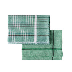 Found Towel Green with Crosshatch and Stripe Set/2