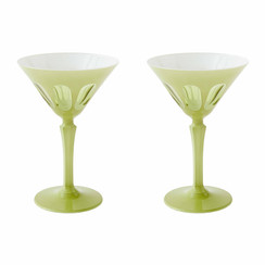 Rialto Glass Martini Set/2, Pale Sage