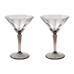 Rialto Glass Martini Set/2, Smoke