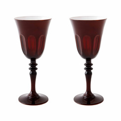 Rialto Glass Wine Set/2, Oxblood