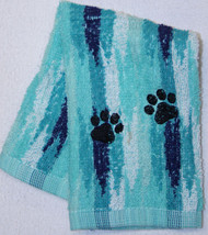 Paw Prints Drool Towels in Multi Teal Shades