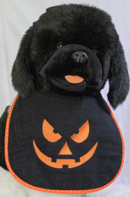 Black Terry Pumpkin Face Dog Drool Bib