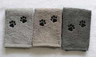 Trio of Paw Prints Drool Towels in Shades of Gray