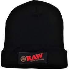 Raw Beanie Hat with Logo Design - Black Color