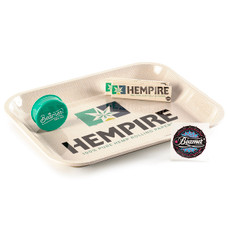5 Item Bundle - Hempire 14” x 11” Metal Rolling Tray + 3 Packs of Hempire King Size Rolling Papers + Beamer 3-Piece 63mm Acrylic Grinder
