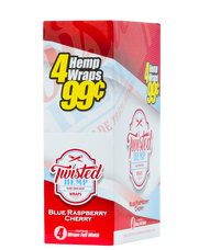 Twisted Blue Raspberry Cherry Flavor Hemp Wraps - 4-Count Packs