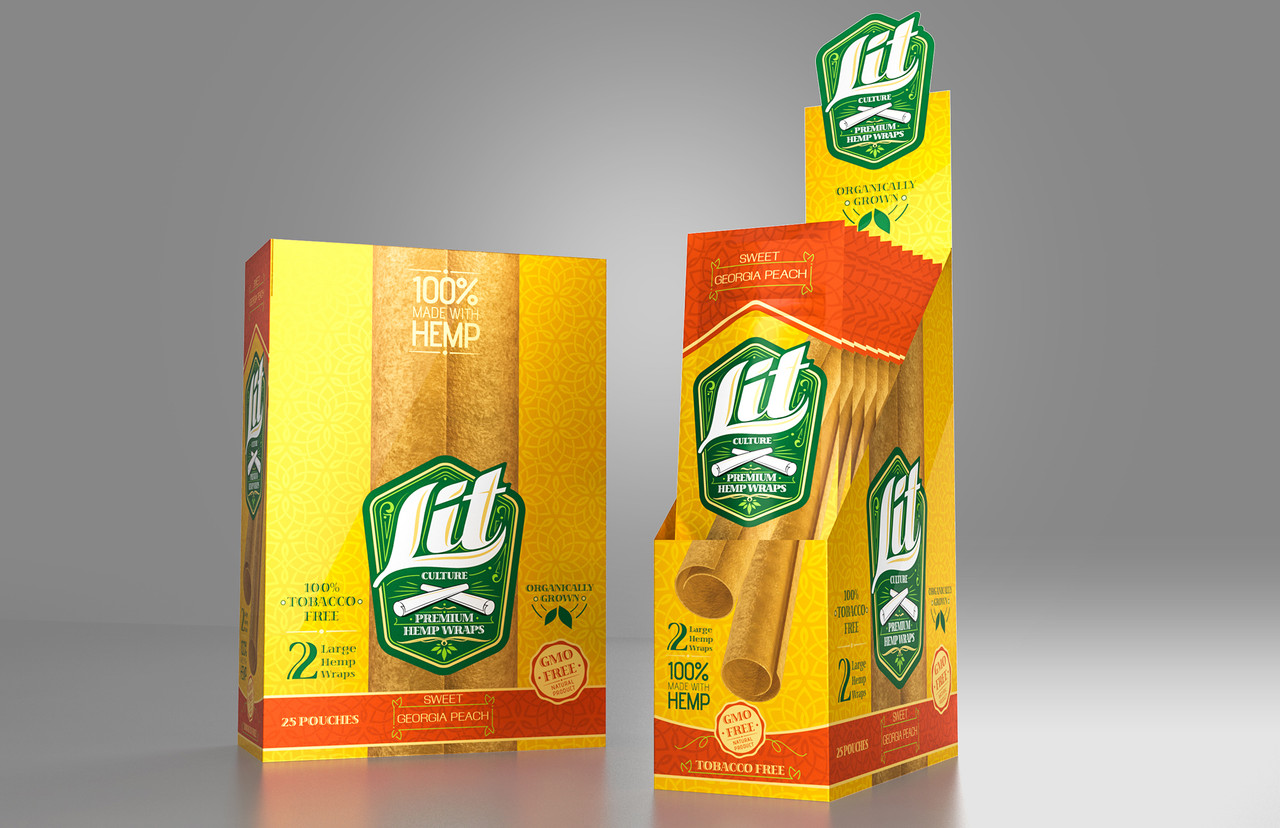 Lit Culture Organic Hemp Wraps, Sweet Georgia Peach Flavor - 2-Ct