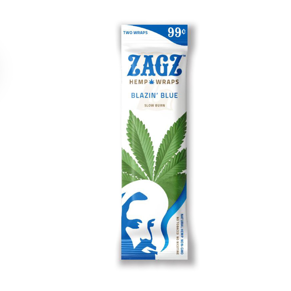 Zig Zag Zagz Natural Hemp Wraps, Blazin' Blue Flavor 2Count Packs