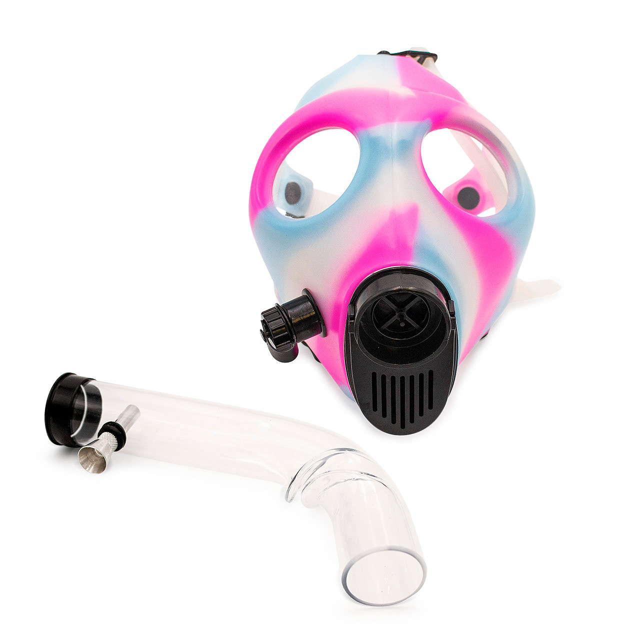 Adjustable Strap Gas Mask Bong with 12" Steamroller Included
