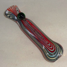 3.5” Glass Chillum - Multicolor Swirl w/ Glass Bead