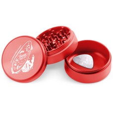 Beamer - Aircraft Grade Aluminum Grinder W/ Guitar Pick - 3-Piece - 63mm - Extended Collection Chamber - Beamer Skate Design - Red Color
