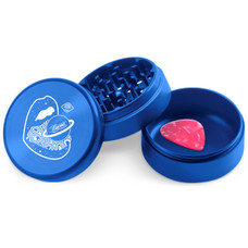 Beamer - Aircraft Grade Aluminum Grinder W/ Guitar Pick - 3-Piece - 63mm - Extended Collection Chamber - Galaxy Design - Blue Color