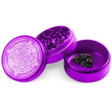 Beamer 3-Piece 63mm Aluminum Grinder w/ Extended Collection Chamber - Nag Champa Design (Purple)