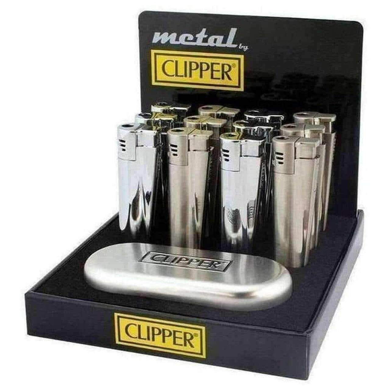 Clipper Metal Jet Flame Lighters - Silver Color - Beamer Smoke