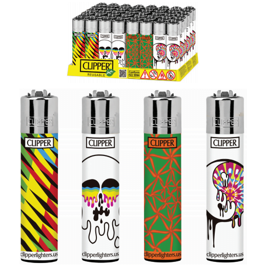 snak æggelederne nå Clipper Psychedelic Collection Lighters - Psychedelic 10 Mixed  Colors/Designs - Beamer Smoke