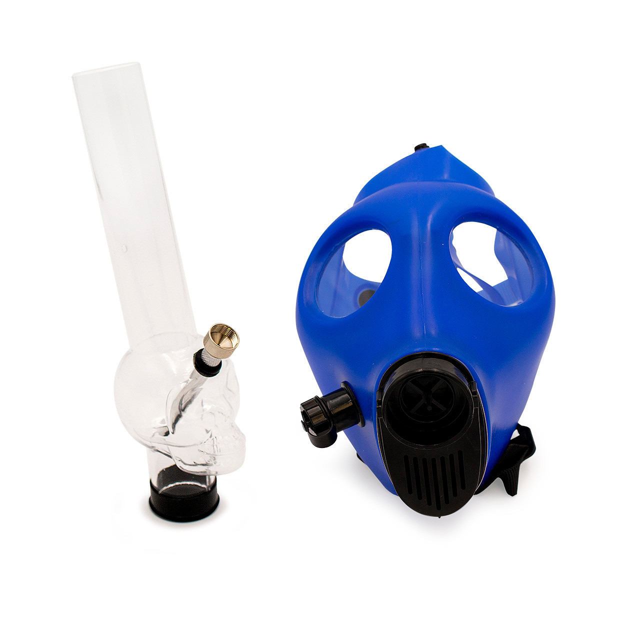 Adjustable Strap Gas Mask with Attachable 12" Clear Acrylic Bong - Beamer  Smoke