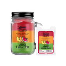 Menage A Mela-Trois 12oz Aromatic Home Series Candle & Wax Drop Bundle
