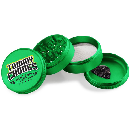 * Tommy Chong x Beamer Smoke
 *4-piece, 63mm grinder
 *Made of ultra-durable aircraft aluminum
* Bottom chamber features rounded edges to make scraping easy
 *Includes a guitar pick scraper and a double thick o-ring