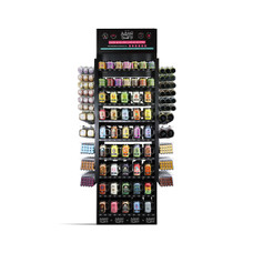 Beamer Candle Co - Full Large Wooden Retail Display - Open Back - Black Color - Includes: 264 Mixed 12oz Mason Jar Candle Units, 168 Mixed 7oz Glass Jar Candles, 224 Mixed 4oz Mini Mason Jar Candle Units, 228 Mixed Wax Drop Units, 134 Metal Hooks