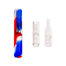 Beamer - 4.5” - Silicone and Glass - Dab N’Flower - 3-Piece Chillum and Dab Straw - w/ Quartz Octo Screen 