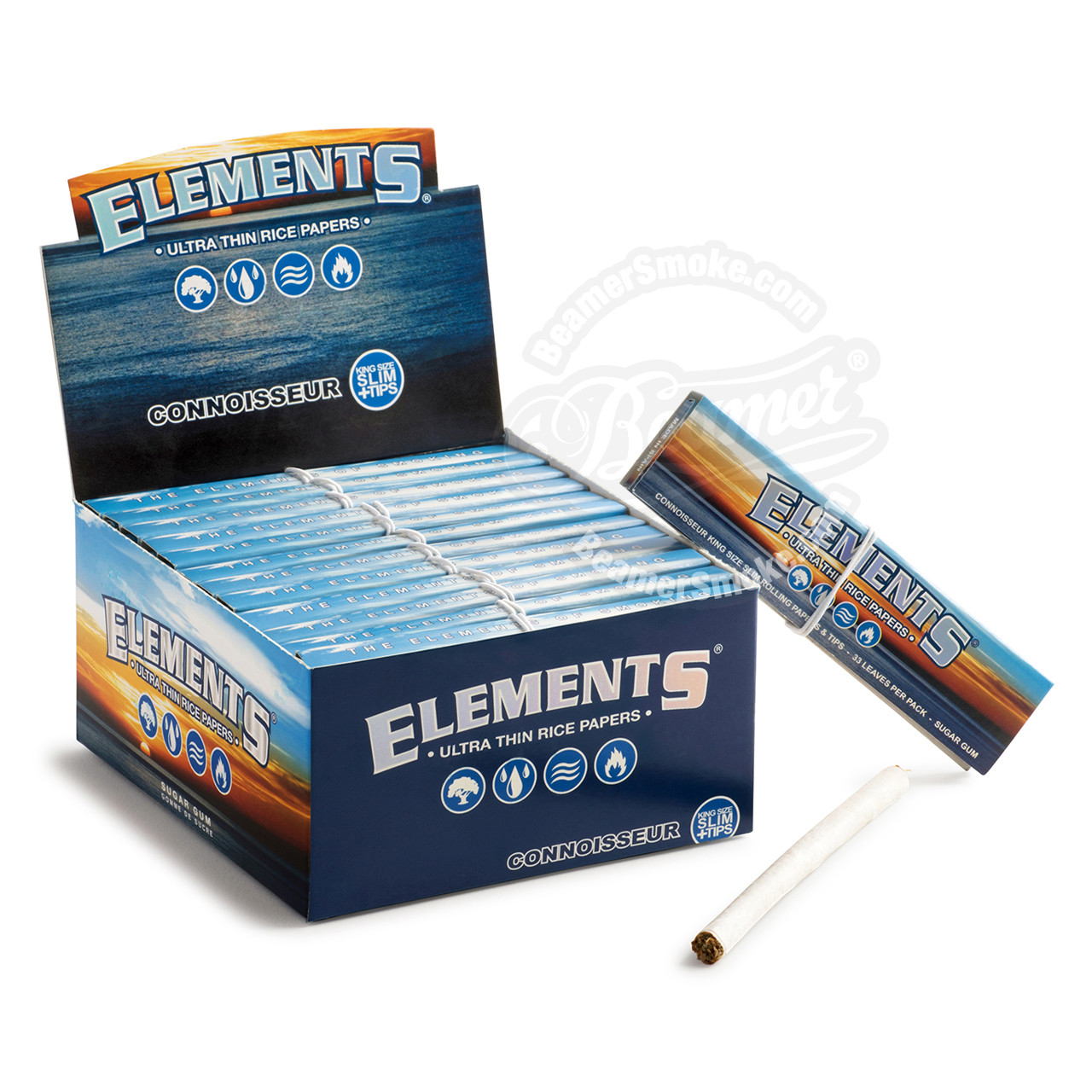 6 pack Elements Rolling Paper Connoisseur King Size Slim+Tips 33leaves pr pack 
