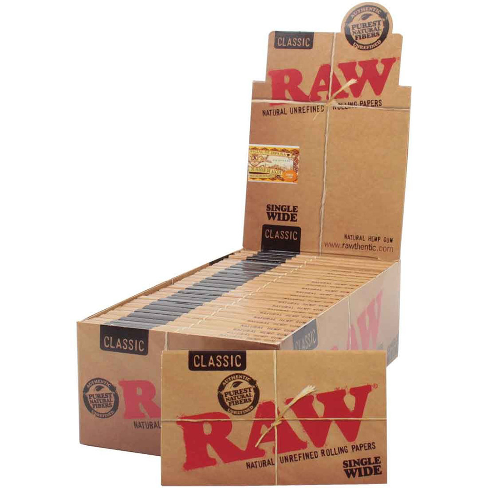 Rolling 8x Packs RAW Organic Single Wide 100 Leaves / Papers Each Pack 