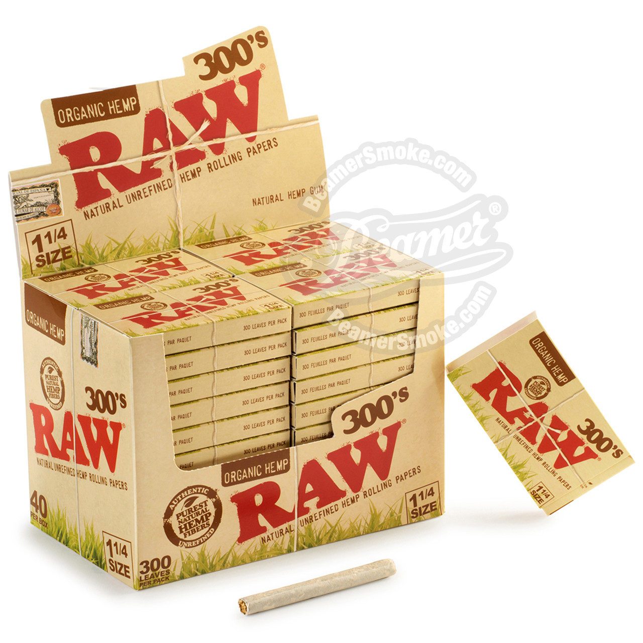 FULL BOX 40 PACKS 300 Leaves Per Pack AUTHENTIC RAW ROLLING PAPER 300'S 1 1/4 