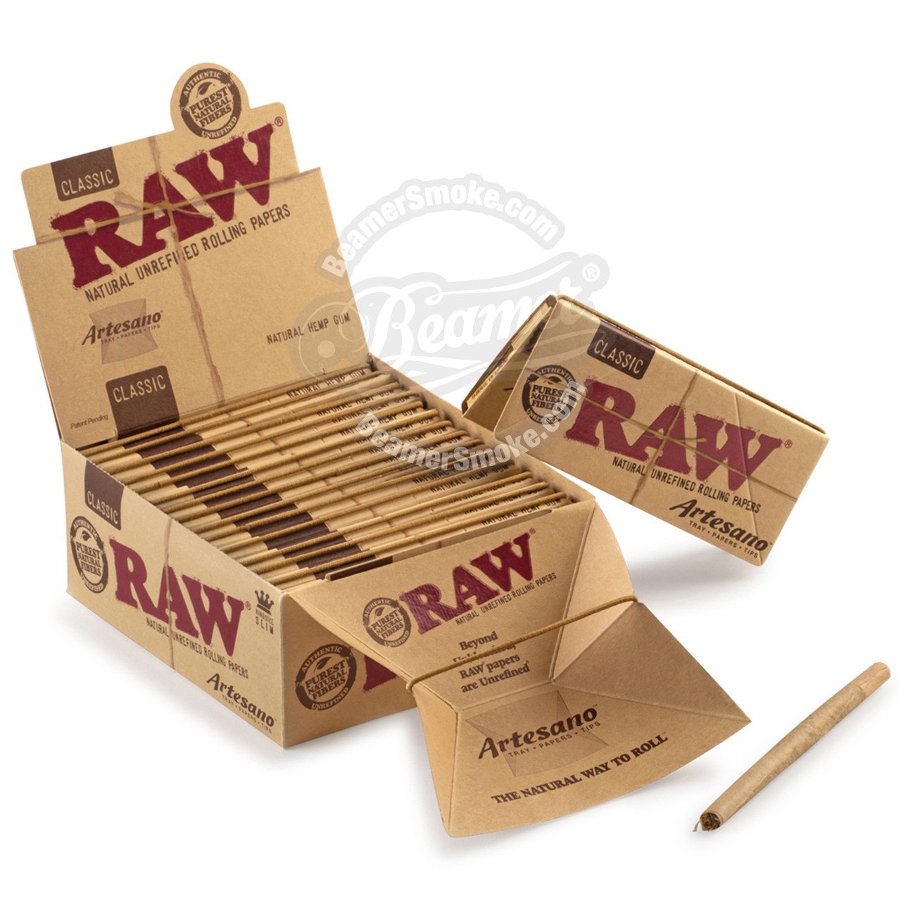 Natural Artesano King Size Raw Rolling Papers With Tips And Tray