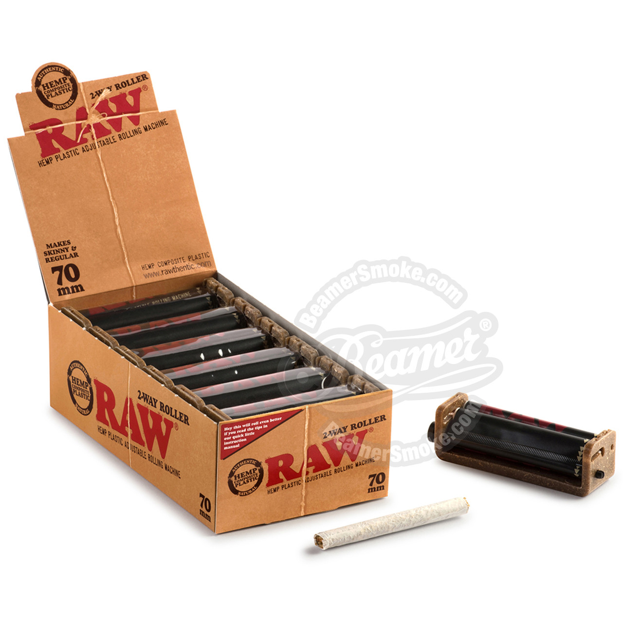 Single Wide Unbleached Rolling Papers 100 leaves RAW Hemp Plastic 70mm Roller 
