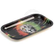 Beamer Medium Metal Rolling Tray, Rasta Lion Design - 10.75” x 6.25”