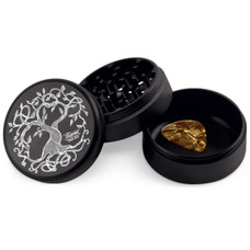 Beamer 3-Piece 63mm Aircraft Grade Aluminum Grinder W/ Scraper - Extended Collection Chamber - Tree of Life Design