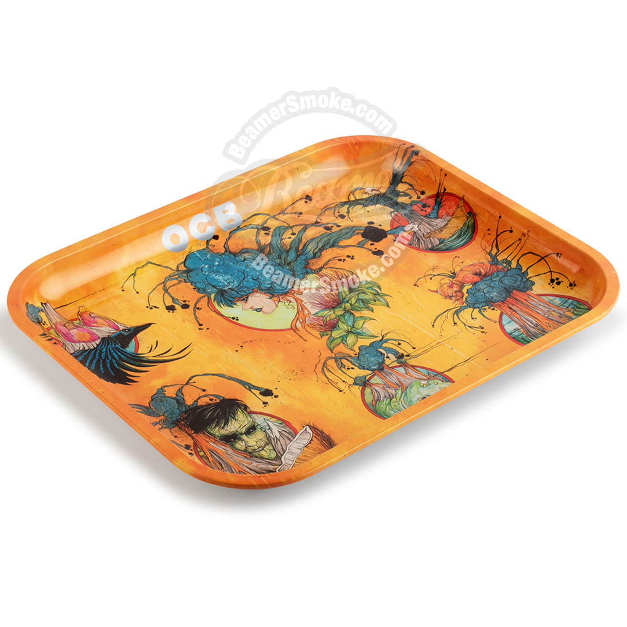 Large OCB Rolling Tray, Ring of Fire Design - 14 x 11