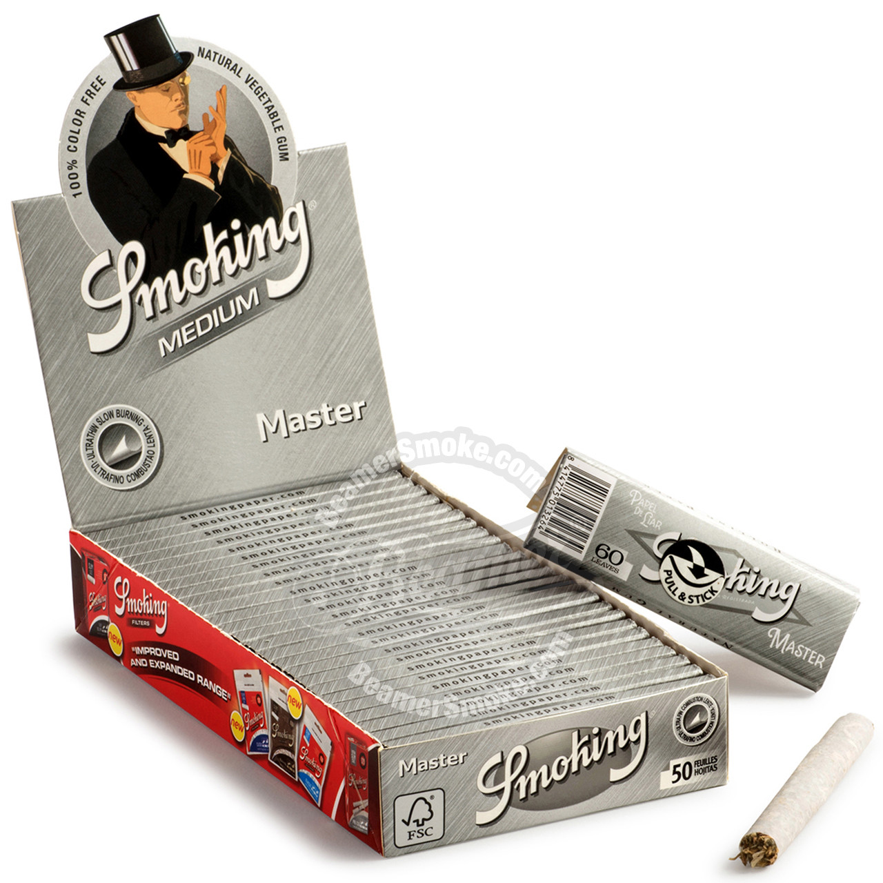 Smoking White rolling papers in a 1 1/4 size