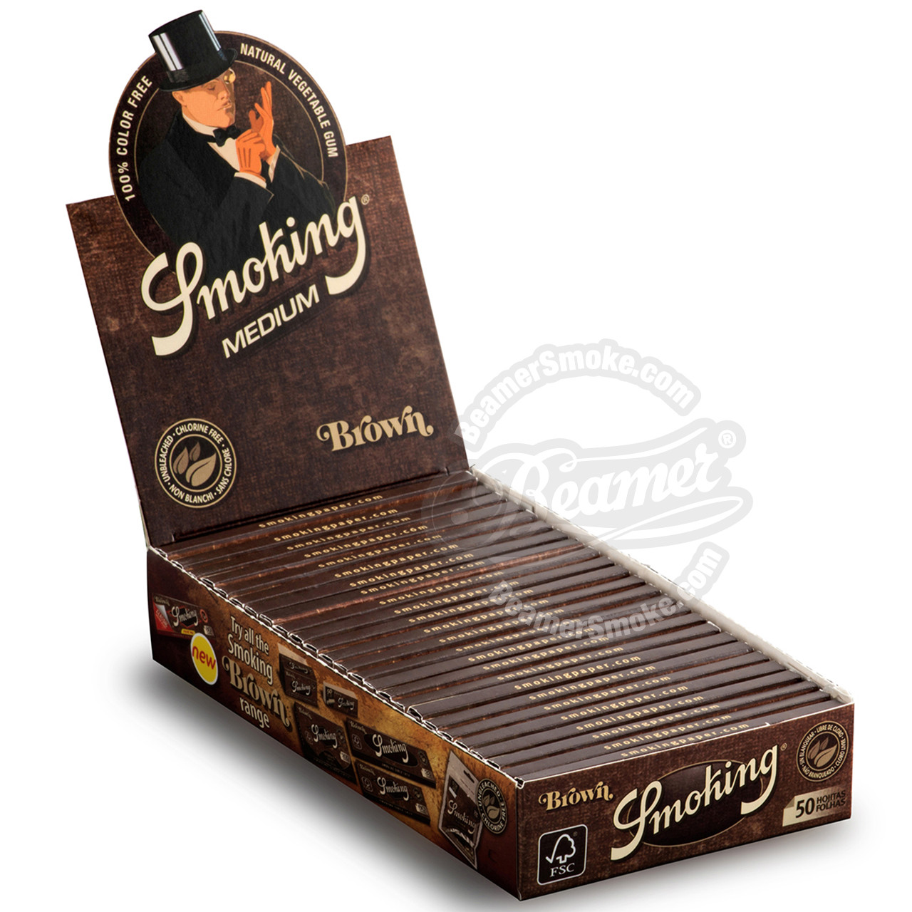  Smoking Brand Rolling Paper - Brown Unbleached - 1 1/4 Full Box  : Health & Household