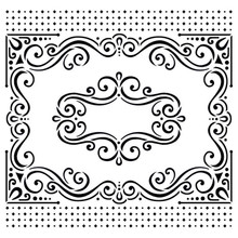 6x6" Fancy Frames Stencil from Hot Off the Press for Chalking Inking Embossing-Paste Sprays Mists Markers More!