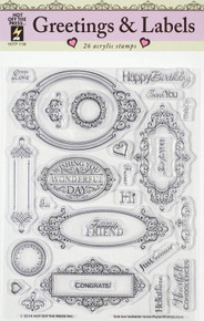 HOTP Greetings & Labels N1138 26 Rubber Stamps Unmounted