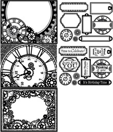 Color Me Clocks and Gears Card Toppers Paper Pack Steampunk