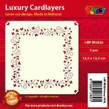 Luxury Cardlayers 3pc Sprinkle Flowers Square C5826 Ivory Laser-Cut Card Accents Making