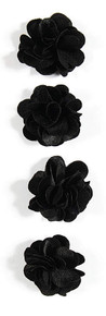 Fluerettes Fabric Flower Stickers Satin Flowers Black 4pc Per Pack Mark Richards | SKU: 10717