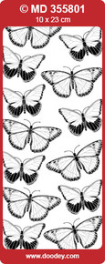 Peel Off BUTTERFLIES LARGE SILVER DOUBLE EMBOSSED X 2