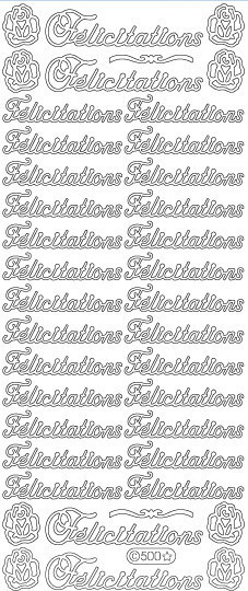 Starform N500 FELICITATIONS SILVER French Words Outline Peel Stickers -  Simply Special Crafts