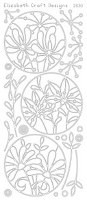 ELIZABETH CRAFT FLOWER CIRCLE FRAME BLACK N2530 Peel Off Stickers OUTLINE