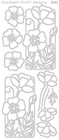 ELIZABETH CRAFT FLOWERS IN FRAME SILVER N2532 Peel Off Stickers OUTLINE